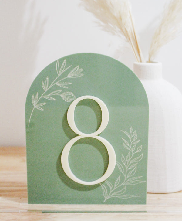 Sage Floral Table Number